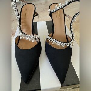 Aquazurra Black Pearl Crystal heels size 41